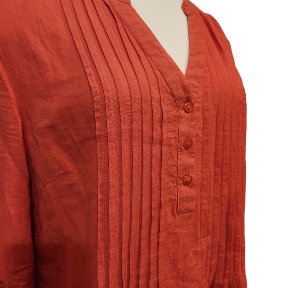 EUC STYLE & CO CORAL EMBROIDERED EYELET PINTUCKED TUNIC  SZ L - Picture 8 of 11